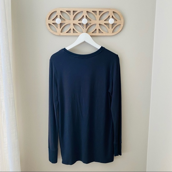 Athleta Long Sleeve Front Knot Top Black Sz Small - Picture 5 of 7